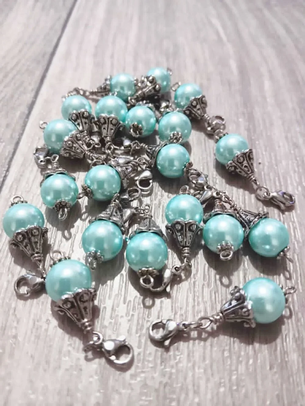 10mm Mint Glass Pearl Bead Charms